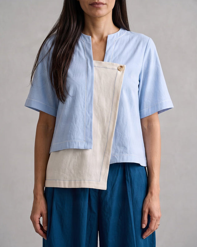 Shelly Panelled Handloom Cotton Top and Cuffed Pants Two-Piece Set - Two-Piece Set - Mizyana