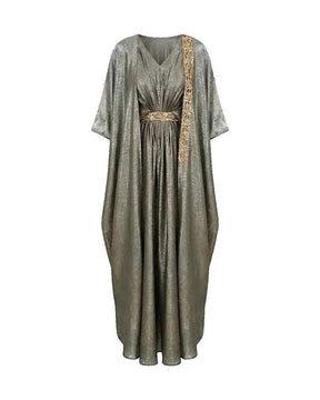 Shimmery Embellished Neck & Side Kaftan - Kaftan - Mizyana