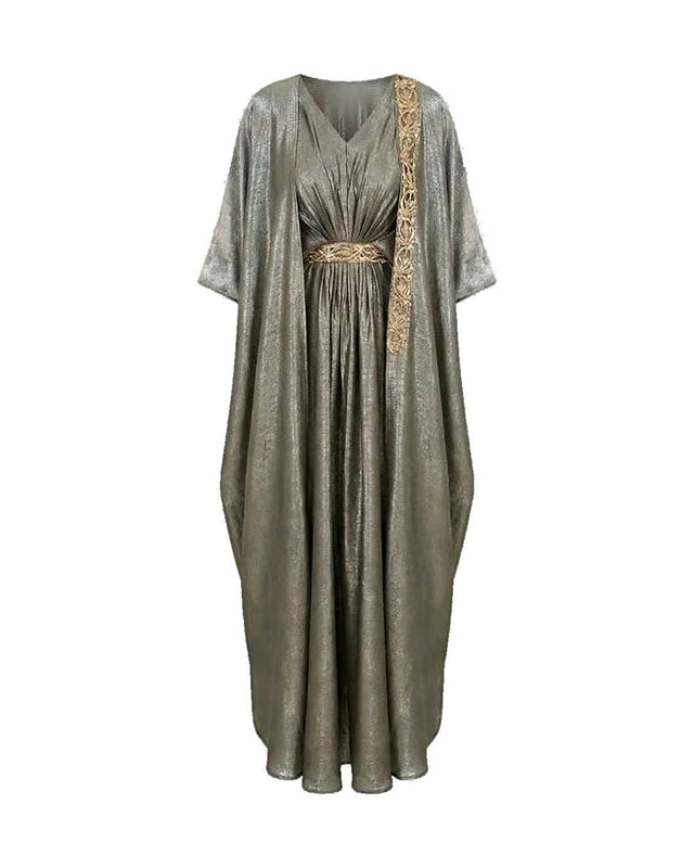 Shimmery Embellished Neck & Side Kaftan - Kaftan - Mizyana