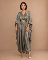 Shimmery Embellished Neck & Side Kaftan - Kaftan - Mizyana