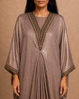 Shimmery Embroidered Neck Kaftan - Kaftan - Mizyana