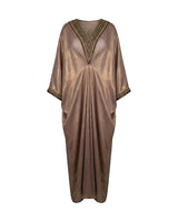 Shimmery Embroidered Neck Kaftan - Kaftan - Mizyana
