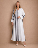 Side Striped Crepe Jalabiya - Jalabiya - Mizyana