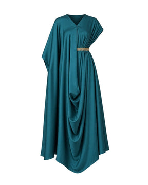 Signature Drape V-Neck Kaftan with Embellished Belt - Kaftan - Mizyana