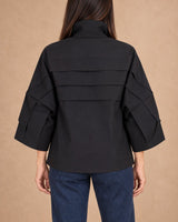 Sigo Black Tiered Pleat Cotton Shirt - Shirt - Mizyana