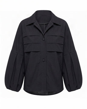 Sigo Black Tiered Pleat Cotton Shirt - Shirt - Mizyana
