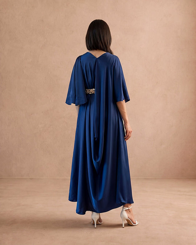 Silk Sidebelt Drape Kaftan - Kaftan - Mizyana