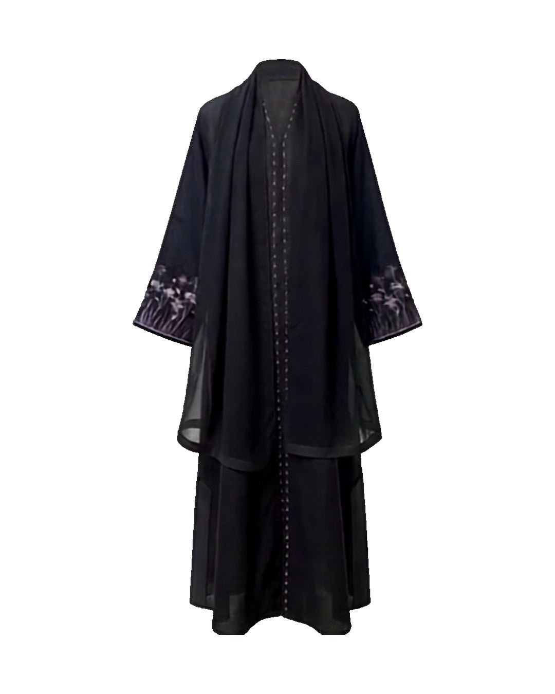 Sleeve Embroidered Linen Abaya - Abaya - Mizyana