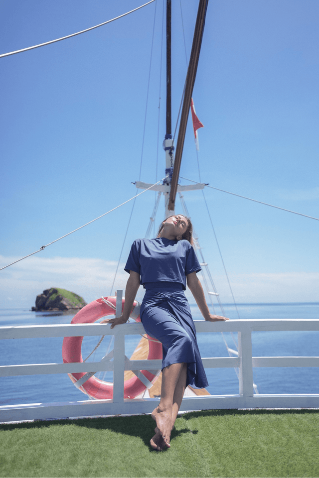 Sofia 2.0 Modest Swim Skirt - Navy Shinny - Swim Cover-Up - Mizyana