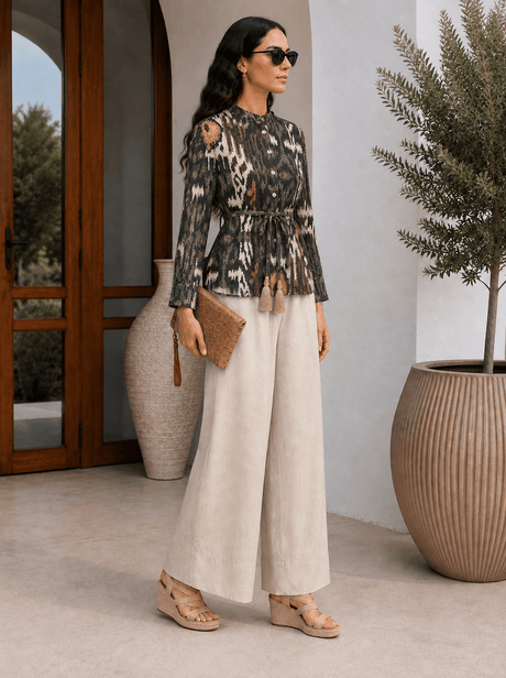Soléa Olives linen blouse - Blouse - Mizyana