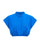 Sphara Cotton Top in bright blue with band collar and gathered crop hem, flat front view