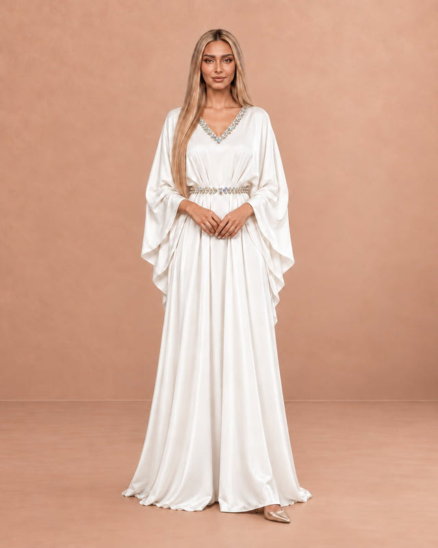 Stone Embellished Crepe Jalabiya - Jalabiya - Mizyana