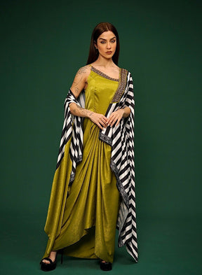 Stria Pleat dress Cape set - Two-Piece Set - Mizyana