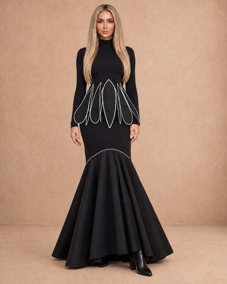 Suro Black Mermaid Stretch Viscose Skirt - Skirt - Mizyana