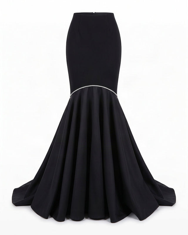 Suro Black Mermaid Stretch Viscose Skirt - Skirt - Mizyana