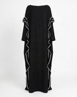 Tabe Black Ruffle Piped Viscose Oversize Dress - Dress - Mizyana