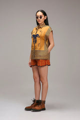 Tan-Brown Blue Striped Blue Joker Shirt - Shirt - Mizyana