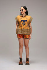 Tan-Brown Blue Striped Blue Joker Shirt - Shirt - Mizyana