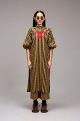 Tan-Brown Blue Striped RE Pants - Trousers - Mizyana