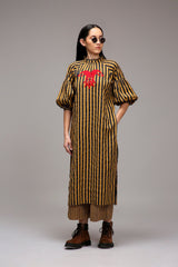 Tan-Brown Blue Striped RE Pants - Trousers - Mizyana