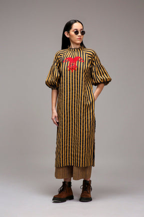 Tan-Brown Blue Striped RE Pants - Trousers - Mizyana