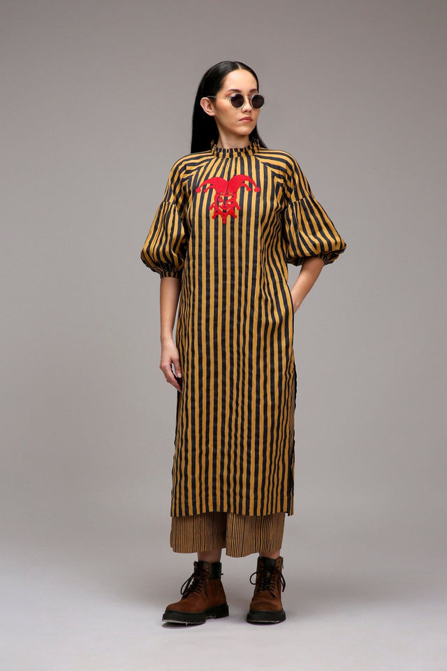 Tan-Brown Blue Striped RE Pants - Trousers - Mizyana