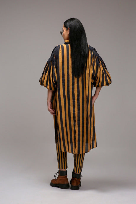 Tan-Brown Blue Striped SE Pant - Trousers - Mizyana