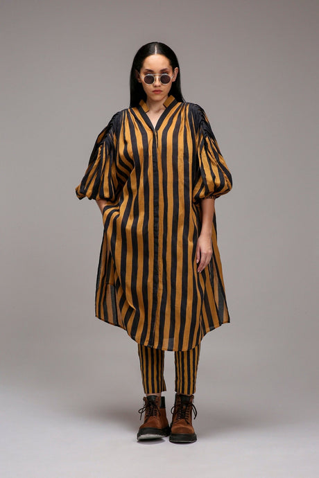 Tan-Brown Blue Striped SE Pant - Trousers - Mizyana
