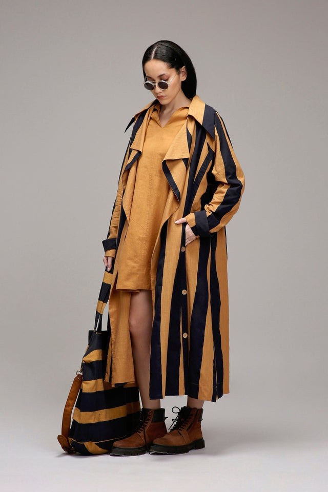 Tan-Brown Jacket & A-Line Shift Dress Set (2 PCS) - Dress - Mizyana