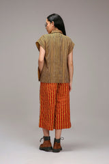 Tan-Brown Joker Shirt Capre Set - Two-Piece Set - Mizyana