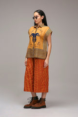 Tan-Brown Joker Shirt Capre Set - Two-Piece Set - Mizyana