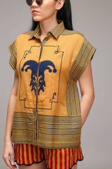 Tan-Brown Joker Shirt Shorts Set - Two-Piece Set - Mizyana