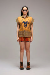 Tan-Brown Joker Shirt Shorts Set - Two-Piece Set - Mizyana