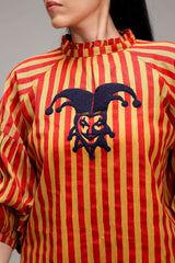 Tan-Brown Red Striped Big Joker Tunic - Shirt - Mizyana