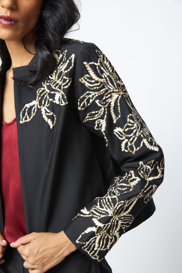 Teresa - Sequin Short Jacket & Pant Set - Two-Piece Set - Mizyana