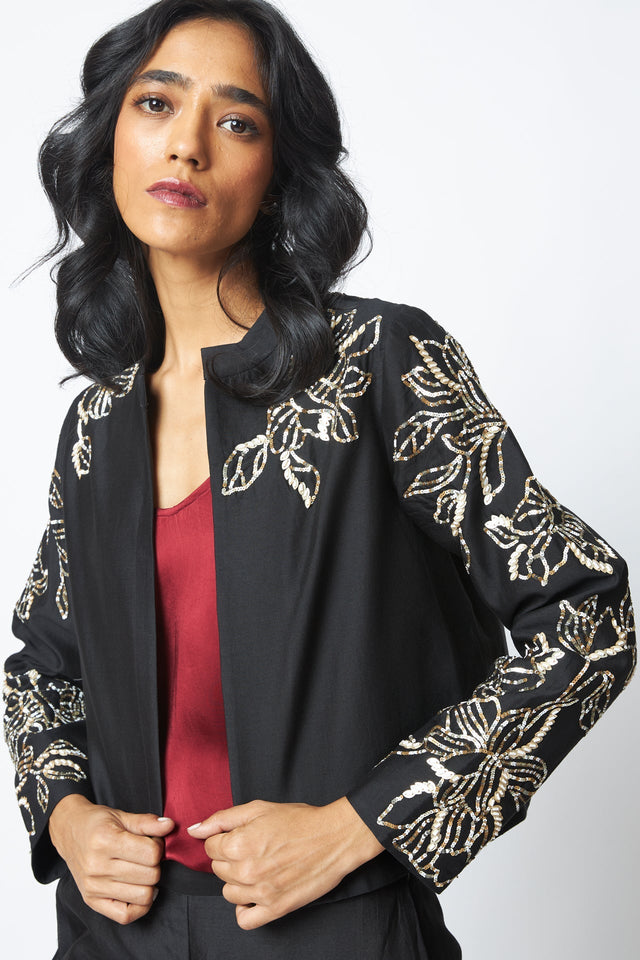 Teresa - Sequin Short Jacket & Pant Set - Two-Piece Set - Mizyana