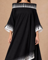 Teza Black Laser-Cut Trim Hi-Low Dress - Dress - Mizyana