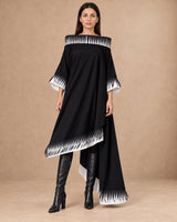 Teza Black Laser-Cut Trim Hi-Low Dress - Dress - Mizyana