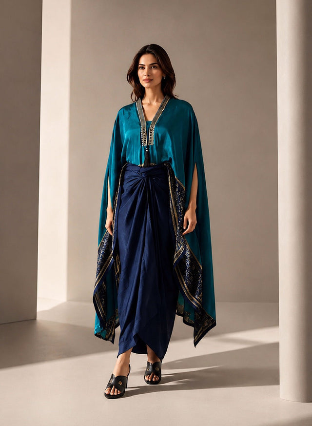 Turq Draping skirt set - Two-Piece Set - Mizyana