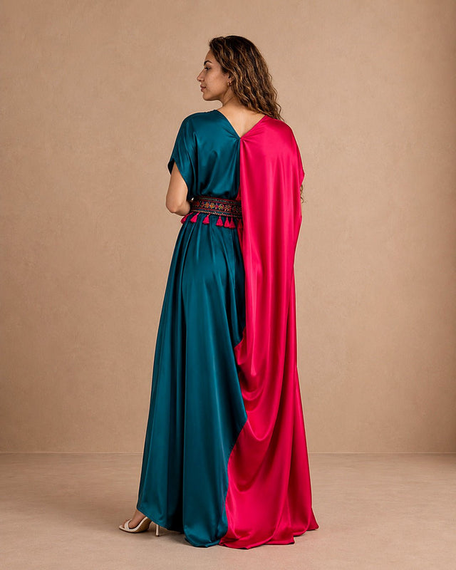 Two-Tone Drape Kaftan - Kaftan - Mizyana