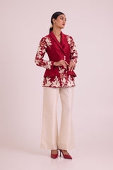 Vasco - Flap Floral Blazer + Pants - Two-Piece Set - Mizyana