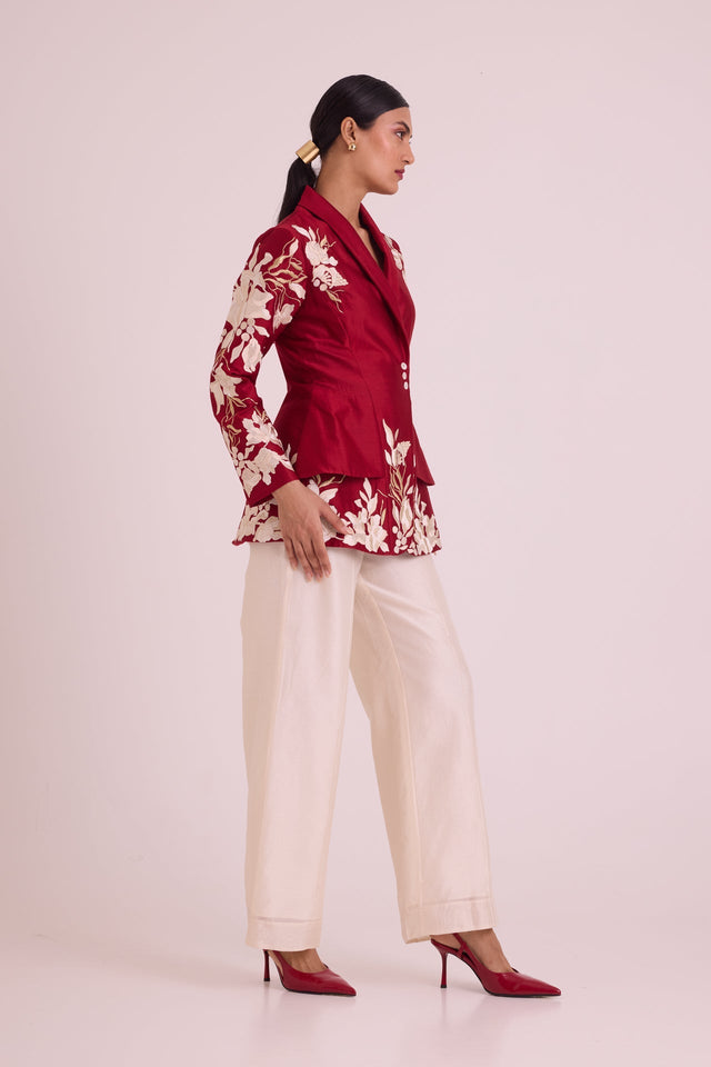 Vasco - Flap Floral Blazer + Pants - Two-Piece Set - Mizyana