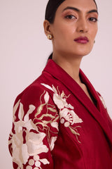 Vasco - Flap Floral Blazer + Pants - Two-Piece Set - Mizyana