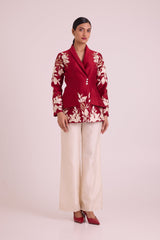 Vasco - Flap Floral Blazer + Pants - Two-Piece Set - Mizyana
