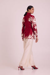 Vasco - Flap Floral Blazer + Pants - Two-Piece Set - Mizyana