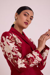 Vasco - Flap Floral Blazer + Pants - Two-Piece Set - Mizyana