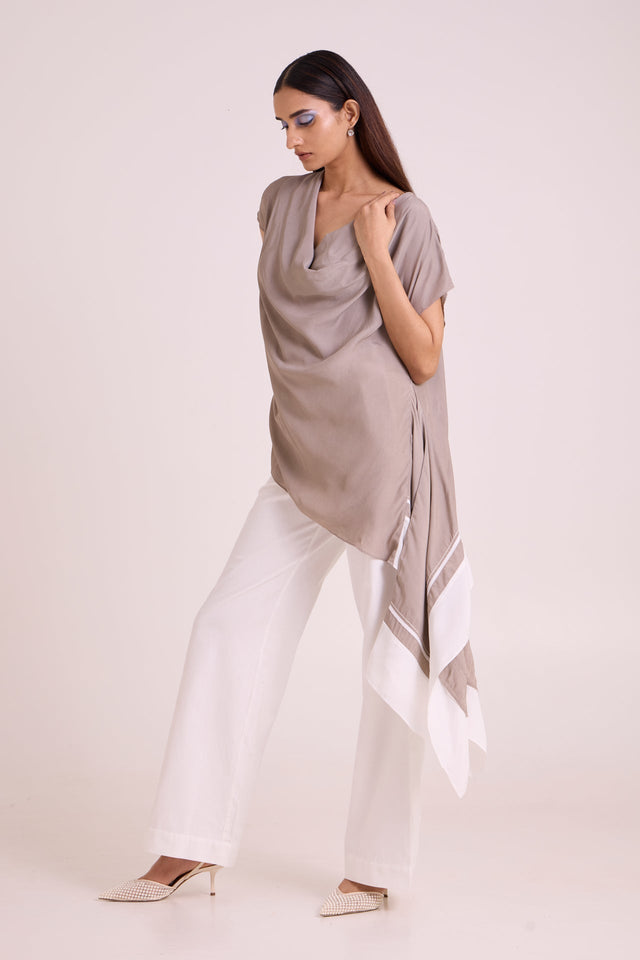 Vesa - Graphite Cowl Top & Pant Set - Two-Piece Set - Mizyana