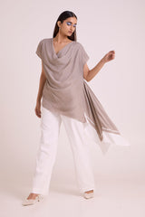 Vesa - Graphite Cowl Top & Pant Set - Two-Piece Set - Mizyana