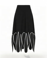 Vil Black Petal Hem Viscose Midi Skirt - Skirt - Mizyana