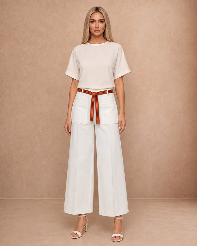 Wide-Leg Cotton Pants - Trousers - Mizyana